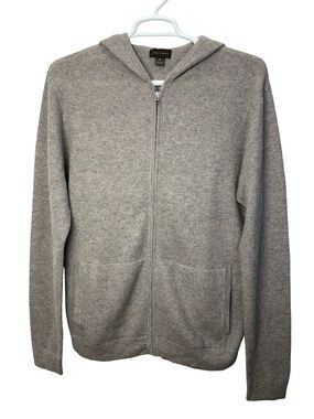 Harrison Men’s Size XL 100% Cashmere Grey Hoodie Zip Up Sweater